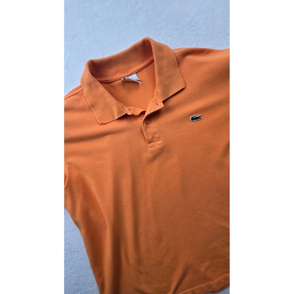 Lacoste Short Sleeve Polo Shirt Orange Shirt Men's Size 7 100% Cotton 5191L